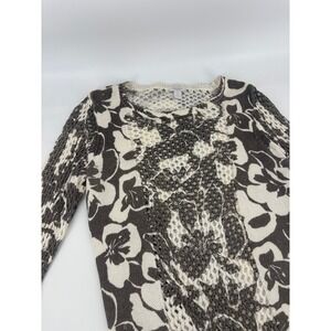 WEEKENDS BY CHICOS Sweater Knit Floral Print Mesh Sequin Accent Size‎ 1